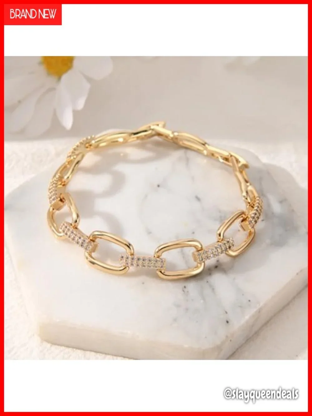 14K Gold and Silver Plated Curb Chain Cuff Bracelet Toggle Clasp